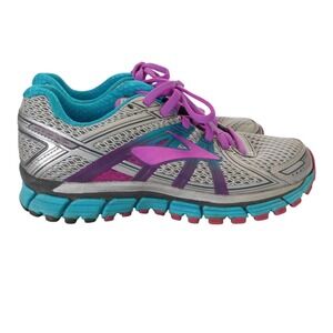 Brooks Shoes Womens 7 B Adrenaline GTS 17 Silver Running Marathon Sneakers